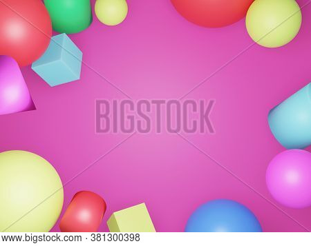 3 D Various Shapes Abstract Pink Background Texture