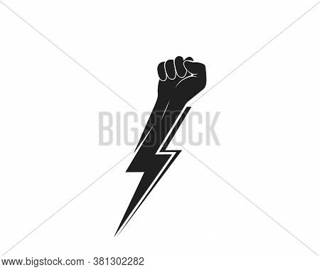 Strong Hand With Power Thunder Illustration Vector