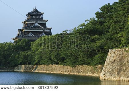 August 5, 2020, Hiroshima, Japan - A General View Of Hiroshima Castle On The Side Of Otagawa River, 