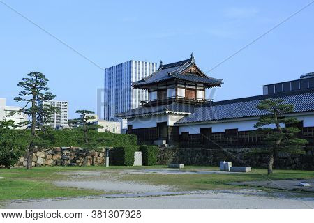 August 5, 2020, Hiroshima, Japan - A View Of The Entrance Of Hiroshima Castle And Blue Sky, In Summe