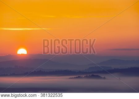Sumava sumset near Pisek, Southern Bohemia, Czech Republic