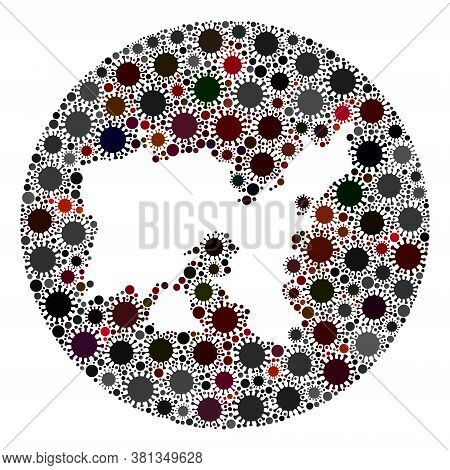 Vector Limnos Island Map Mosaic Of Flu Virus. Infection Attacks The Lockdown Territory From Outside.