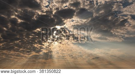 Late Afternoon Landscape With The Sun Setting Over The Horizon Of The Pampa Biome In Southern Brazil
