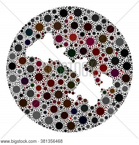 Vector Gansu Province Map Mosaic Of Coronavirus. Infection Attacks The Quarantine Territory From Ext