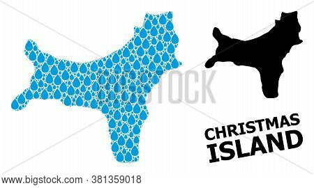 Vector Mosaic And Solid Map Of Christmas Island. Map Of Christmas Island Vector Mosaic For Clean Wat