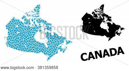 Vector Mosaic And Solid Map Of Canada. Map Of Canada Vector Mosaic For Clean Water Ads. Map Of Canad