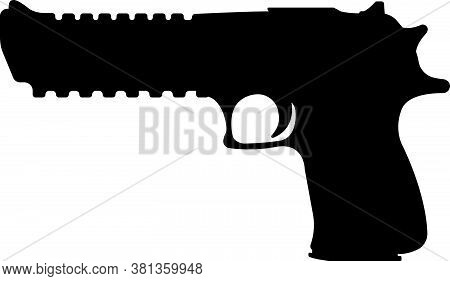 Desert Eagle Pistol Icon, Self Defense Weapon, Concept Simple Black Vector Illustration, Isolated On