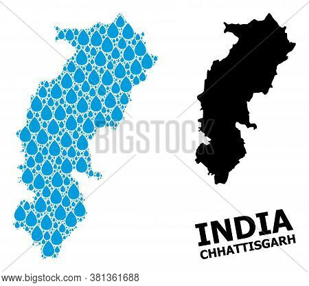 Vector Mosaic And Solid Map Of Chhattisgarh State. Map Of Chhattisgarh State Vector Mosaic For Drink