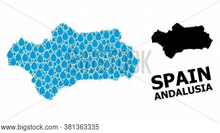 Vector Mosaic And Solid Map Of Andalusia Province. Map Of Andalusia Province Vector Mosaic For Drink