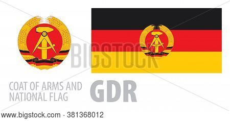 Vector Set Of The Coat Of Arms And National Flag Of Gdr