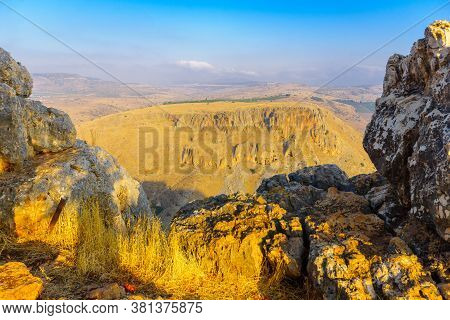 View Landscape And Mount Nitay From Mount Arbel National Park. Northern Israel