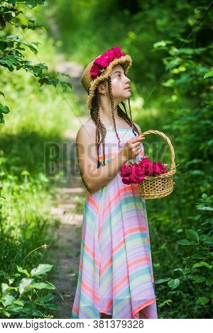 I Like Taking Care Of The Flowers. Small Kid With Flowers. Love And Beauty. Stunning Girl With Bouqu