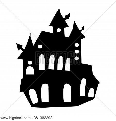 Silhouettes Of Houses In Gothic Style Isolated On White Background, Stock Vector Illustration For De