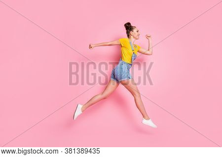 Full Length Body Size View Of Her She Nice Attractive Pretty Lovely Content Purposeful Sporty Slim F