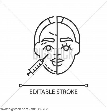 Skin Injections Linear Icon. Subcutaneous And Whitening Injections. Anti Aging And Wrinkle. Thin Lin