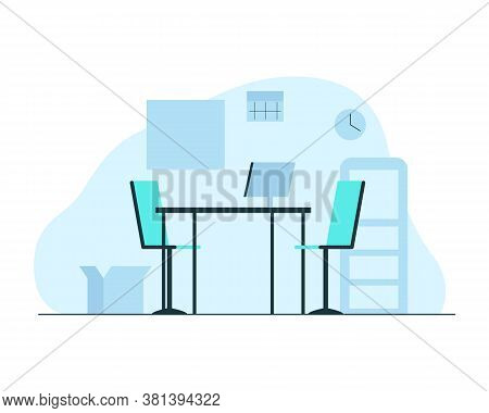 Doctor Office Interior. Vector Concept Illustration Of An Empty Consulting Room Modern Interior In A