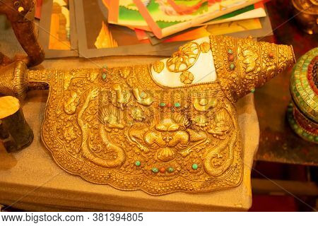 A Designer Conch Shell With Chinese Dargons Emblems On It, For Sale At Leh Market, Union Territory O