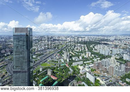 Moscow, Russia – July 23, 2020: Aerial View Of Center Of Moscow From Observation Deck  Federation To