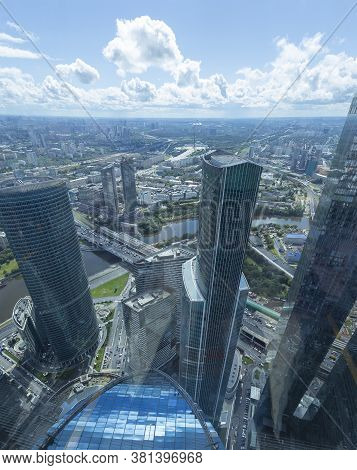 Moscow, Russia – July 23, 2020: Aerial View Of Center Of Moscow From Observation Deck  Federation To