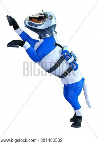 3D Rendering Astronaut Dog On White