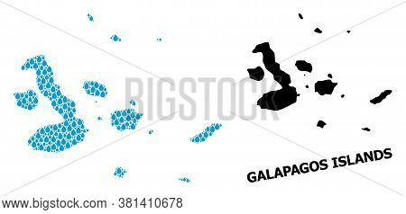 Vector Mosaic And Solid Map Of Galapagos Islands. Map Of Galapagos Islands Vector Mosaic For Clean W