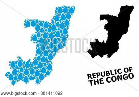 Vector Mosaic And Solid Map Of Republic Of The Congo. Map Of Republic Of The Congo Vector Mosaic For