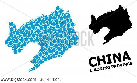 Vector Mosaic And Solid Map Of Liaoning Province. Map Of Liaoning Province Vector Mosaic For Pure Wa