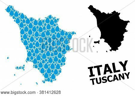 Vector Mosaic And Solid Map Of Tuscany Region. Map Of Tuscany Region Vector Mosaic For Clean Water A