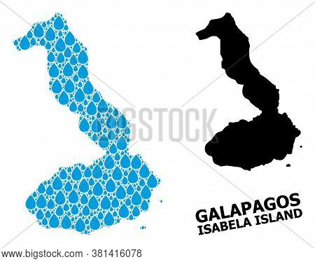 Vector Mosaic And Solid Map Of Galapagos - Isabela Island. Map Of Galapagos - Isabela Island Vector 