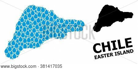 Vector Mosaic And Solid Map Of Easter Island. Map Of Easter Island Vector Mosaic For Drinking Water 