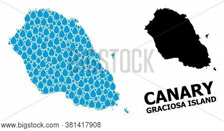 Vector Mosaic And Solid Map Of Graciosa Island. Map Of Graciosa Island Vector Mosaic For Pure Water 