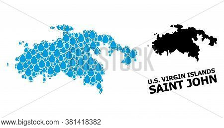 Vector Mosaic And Solid Map Of Saint John Island. Map Of Saint John Island Vector Mosaic For Pure Wa