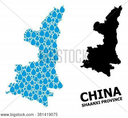 Vector Mosaic And Solid Map Of Shaanxi Province. Map Of Shaanxi Province Vector Mosaic For Clean Wat