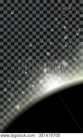 Spacescape With Planet And Stars On Transparent Background. Space Banner Design For Flyer, Poster, B