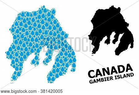 Vector Mosaic And Solid Map Of Gambier Island. Map Of Gambier Island Vector Mosaic For Drinking Wate