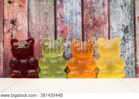 Sweets For Those With A Sweet Tooth. Rubber Animals In A Row