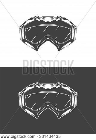 Vintage Monochrome Detailed Mask Illustration. Isolated Vector Template