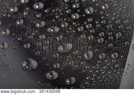Water Drops On The Surface Of Cellphone Hydriphobic Coated Glass Screen