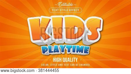 Editable Text Style Effect - Kids Cartoon Theme Style. Graphic Design Element