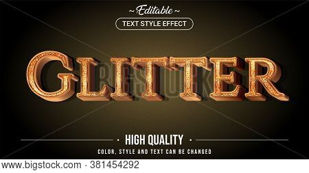 Editable Text Style Effect - Glitter Theme Style. Graphic Design Element.