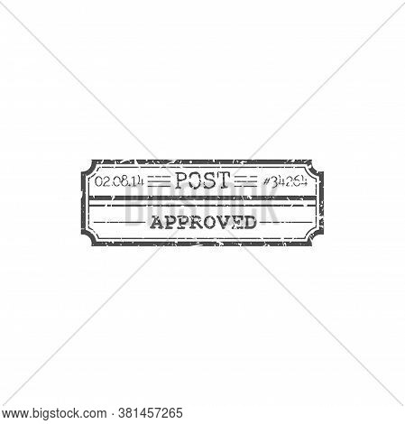 Approved Post Stamp Isolated Delivery Sign With Date And Number. Vector Rectangle Postmark, Approval