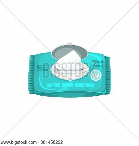 Antibacterial Napkins Open Pack Isolated Mockup In Realistic Design. Vector Wet Wipes, Hygiene Paper