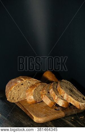 Fragrant Crumb And Golden Crust In Freshly Baked Countryside Bread. Carbohydrates And Trace Elements
