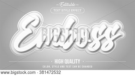 Editable Text Style Effect - Emboss Theme Style. Graphic Design Element.