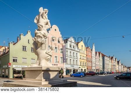 Landshut,germany - August 08,2020 - In The Streets Of Landshut. Landshut Is A Town In Bavaria In The