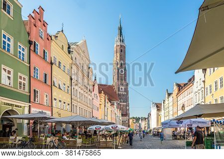 Landshut,germany - August 08,2020 - In The Streets Of Landshut. Landshut Is A Town In Bavaria In The