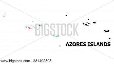 Vector Hemp Mosaic And Solid Map Of Azores Islands. Map Of Azores Islands Vector Mosaic For Weed Leg
