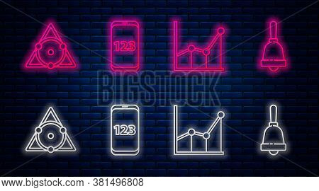 Set Line Book With Word Mathematics, Sigma Symbol, Chalkboard And Test Or Exam Sheet. Glowing Neon I