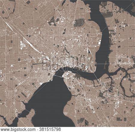 Map Of The City Of Jacksonville, Florida, Usa