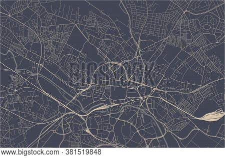 Map Of The City Of Leeds, England, Uk
